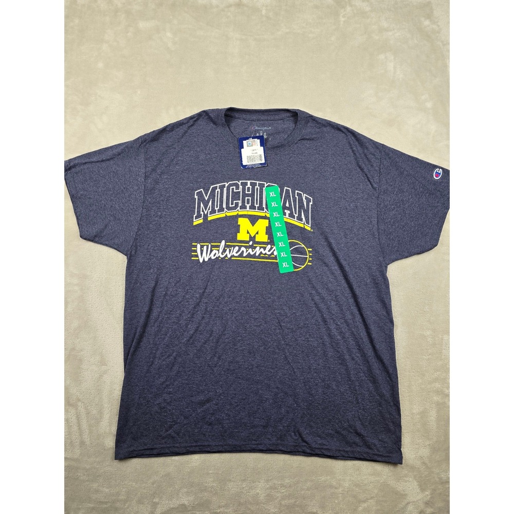 New Champion‎ T-Shirt Mens XL Blue Michigan Wolverines NCAA Short Sleeve